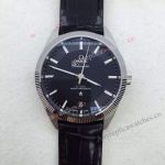 Swiss Grade Replica Omega Constellation Globemaster Watch SS Black Leather Strap